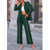 imagePRETTYGARDEN Womens Fall Spring 2 Piece Blazer Outfits Business Casual Oversized Jacket Wide Leg Work Pants Dressy Suit SetDark Green