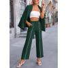 imagePRETTYGARDEN Womens Fall Spring 2 Piece Blazer Outfits Business Casual Oversized Jacket Wide Leg Work Pants Dressy Suit SetDark Green