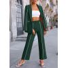 imagePRETTYGARDEN Womens Fall Spring 2 Piece Blazer Outfits Business Casual Oversized Jacket Wide Leg Work Pants Dressy Suit SetDark Green