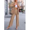 imagePRETTYGARDEN Womens Fall Spring 2 Piece Blazer Outfits Business Casual Oversized Jacket Wide Leg Work Pants Dressy Suit SetKhaki