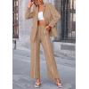 imagePRETTYGARDEN Womens Fall Spring 2 Piece Blazer Outfits Business Casual Oversized Jacket Wide Leg Work Pants Dressy Suit SetKhaki