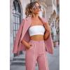 imagePRETTYGARDEN Womens Fall Spring 2 Piece Blazer Outfits Business Casual Oversized Jacket Wide Leg Work Pants Dressy Suit SetPink