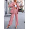 imagePRETTYGARDEN Womens Fall Spring 2 Piece Blazer Outfits Business Casual Oversized Jacket Wide Leg Work Pants Dressy Suit SetPink