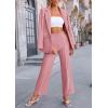 imagePRETTYGARDEN Womens Fall Spring 2 Piece Blazer Outfits Business Casual Oversized Jacket Wide Leg Work Pants Dressy Suit SetPink