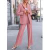 imagePRETTYGARDEN Womens Fall Spring 2 Piece Blazer Outfits Business Casual Oversized Jacket Wide Leg Work Pants Dressy Suit SetPink