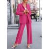 imagePRETTYGARDEN Womens Fall Spring 2 Piece Blazer Outfits Business Casual Oversized Jacket Wide Leg Work Pants Dressy Suit SetRose Red
