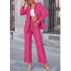 imagePRETTYGARDEN Womens Fall Spring 2 Piece Blazer Outfits Business Casual Oversized Jacket Wide Leg Work Pants Dressy Suit SetRose Red