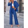 imagePRETTYGARDEN Womens Fall Spring 2 Piece Blazer Outfits Business Casual Oversized Jacket Wide Leg Work Pants Dressy Suit SetRoyal Blue