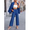 imagePRETTYGARDEN Womens Fall Spring 2 Piece Blazer Outfits Business Casual Oversized Jacket Wide Leg Work Pants Dressy Suit SetRoyal Blue