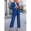 imagePRETTYGARDEN Womens Fall Spring 2 Piece Blazer Outfits Business Casual Oversized Jacket Wide Leg Work Pants Dressy Suit SetRoyal Blue