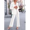 imagePRETTYGARDEN Womens Fall Spring 2 Piece Blazer Outfits Business Casual Oversized Jacket Wide Leg Work Pants Dressy Suit SetWhite