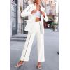 imagePRETTYGARDEN Womens Fall Spring 2 Piece Blazer Outfits Business Casual Oversized Jacket Wide Leg Work Pants Dressy Suit SetWhite