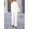 imagePRETTYGARDEN Womens Fall Spring 2 Piece Blazer Outfits Business Casual Oversized Jacket Wide Leg Work Pants Dressy Suit SetWhite