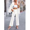 imagePRETTYGARDEN Womens Fall Spring 2 Piece Blazer Outfits Business Casual Oversized Jacket Wide Leg Work Pants Dressy Suit SetWhite