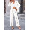 imagePRETTYGARDEN Womens Fall Spring 2 Piece Blazer Outfits Business Casual Oversized Jacket Wide Leg Work Pants Dressy Suit SetWhite