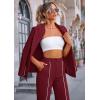 imagePRETTYGARDEN Womens Fall Spring 2 Piece Blazer Outfits Business Casual Oversized Jacket Wide Leg Work Pants Dressy Suit SetWine Red