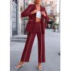 imagePRETTYGARDEN Womens Fall Spring 2 Piece Blazer Outfits Business Casual Oversized Jacket Wide Leg Work Pants Dressy Suit SetWine Red