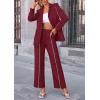 imagePRETTYGARDEN Womens Fall Spring 2 Piece Blazer Outfits Business Casual Oversized Jacket Wide Leg Work Pants Dressy Suit SetWine Red