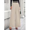 imagePRETTYGARDEN Womens Fall Wide Leg Trousers 2025 High Elastic Waist Loose Pleated Long Flowy Palazzo Work Pants with PocketsApricot