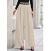 imagePRETTYGARDEN Womens Fall Wide Leg Trousers 2025 High Elastic Waist Loose Pleated Long Flowy Palazzo Work Pants with PocketsApricot