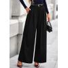 imagePRETTYGARDEN Womens Fall Wide Leg Trousers 2025 High Elastic Waist Loose Pleated Long Flowy Palazzo Work Pants with PocketsBlack