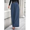 imagePRETTYGARDEN Womens Fall Wide Leg Trousers 2025 High Elastic Waist Loose Pleated Long Flowy Palazzo Work Pants with PocketsGrey Blue