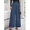 imagePRETTYGARDEN Womens Fall Wide Leg Trousers 2025 High Elastic Waist Loose Pleated Long Flowy Palazzo Work Pants with PocketsGrey Blue