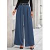 imagePRETTYGARDEN Womens Fall Wide Leg Trousers 2025 High Elastic Waist Loose Pleated Long Flowy Palazzo Work Pants with PocketsGrey Blue