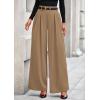 imagePRETTYGARDEN Womens Fall Wide Leg Trousers 2025 High Elastic Waist Loose Pleated Long Flowy Palazzo Work Pants with PocketsKhaki