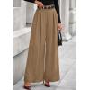 imagePRETTYGARDEN Womens Fall Wide Leg Trousers 2025 High Elastic Waist Loose Pleated Long Flowy Palazzo Work Pants with PocketsKhaki