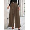 imagePRETTYGARDEN Womens Fall Wide Leg Trousers 2025 High Elastic Waist Loose Pleated Long Flowy Palazzo Work Pants with PocketsLight Brown