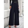 imagePRETTYGARDEN Womens Fall Wide Leg Trousers 2025 High Elastic Waist Loose Pleated Long Flowy Palazzo Work Pants with PocketsNavy