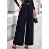 imagePRETTYGARDEN Womens Fall Wide Leg Trousers 2025 High Elastic Waist Loose Pleated Long Flowy Palazzo Work Pants with PocketsNavy