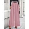 imagePRETTYGARDEN Womens Fall Wide Leg Trousers 2025 High Elastic Waist Loose Pleated Long Flowy Palazzo Work Pants with PocketsPink