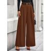 imagePRETTYGARDEN Womens Fall Wide Leg Trousers 2025 High Elastic Waist Loose Pleated Long Flowy Palazzo Work Pants with PocketsRed Brown