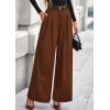 imagePRETTYGARDEN Womens Fall Wide Leg Trousers 2025 High Elastic Waist Loose Pleated Long Flowy Palazzo Work Pants with PocketsRed Brown