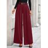 imagePRETTYGARDEN Womens Fall Wide Leg Trousers 2025 High Elastic Waist Loose Pleated Long Flowy Palazzo Work Pants with PocketsWine Red