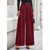 imagePRETTYGARDEN Womens Fall Wide Leg Trousers 2025 High Elastic Waist Loose Pleated Long Flowy Palazzo Work Pants with PocketsWine Red