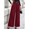 imagePRETTYGARDEN Womens Fall Wide Leg Trousers 2025 High Elastic Waist Loose Pleated Long Flowy Palazzo Work Pants with PocketsWine Red