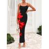 imagePRETTYGARDEN Womens Floral Maxi Dress Summer 2025 Sexy Spaghetti Strap Slip Bodycon Mesh Beach Vacation DressesFloral Black Red