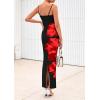 imagePRETTYGARDEN Womens Floral Maxi Dress Summer 2025 Sexy Spaghetti Strap Slip Bodycon Mesh Beach Vacation DressesFloral Black Red