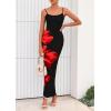 imagePRETTYGARDEN Womens Floral Maxi Dress Summer 2025 Sexy Spaghetti Strap Slip Bodycon Mesh Beach Vacation DressesFloral Black Red