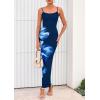 imagePRETTYGARDEN Womens Floral Maxi Dress Summer 2025 Sexy Spaghetti Strap Slip Bodycon Mesh Beach Vacation DressesFloral Navy Blue