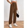 imagePRETTYGARDEN Womens Pants Dressy Casual 2025 Fall Elastic High Waisted Work Office Corduroy Trouser Slacks with PocketsBrown