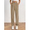 imagePRETTYGARDEN Womens Pants Dressy Casual 2025 Fall Elastic High Waisted Work Office Corduroy Trouser Slacks with PocketsLight Khaki