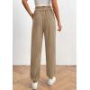 imagePRETTYGARDEN Womens Pants Dressy Casual 2025 Fall Elastic High Waisted Work Office Corduroy Trouser Slacks with PocketsLight Khaki