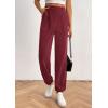 imagePRETTYGARDEN Womens Pants Dressy Casual 2025 Fall Elastic High Waisted Work Office Corduroy Trouser Slacks with PocketsWine Red