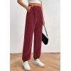 imagePRETTYGARDEN Womens Pants Dressy Casual 2025 Fall Elastic High Waisted Work Office Corduroy Trouser Slacks with PocketsWine Red