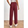 imagePRETTYGARDEN Womens Pants Dressy Casual 2025 Fall Elastic High Waisted Work Office Corduroy Trouser Slacks with PocketsWine Red
