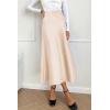 imagePRETTYGARDEN Womens Satin Skirts Dressy Casual 2025 Fall High Waisted Cocktail Wedding Flowy Elegant A Line Midi SkirtBeige